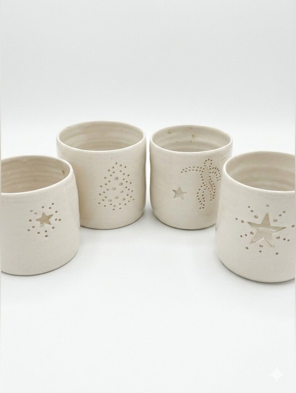 Set Of Four Handmade Luna Lighting Porcelain Tea Lights Beautiful